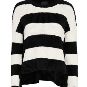 Intermix Side Tie Striped Black and White Cotton Cashmere Sweater Size L